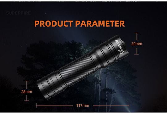Superfire Φακός LED IP44 με Μέγιστη Φωτεινότητα 146lm