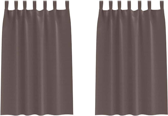 vidaXL Set Window Curtains With Tab Top Brown 140x175cm