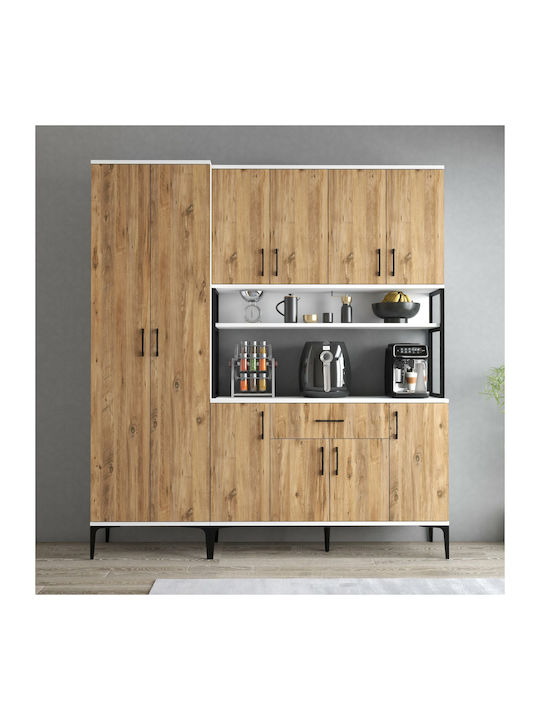Multifunctional Kitchen Cabinet 8 Doors Shelves & Drawer Walnut