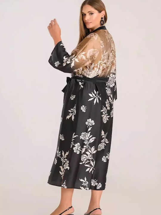 Midi Satin Floral Dress