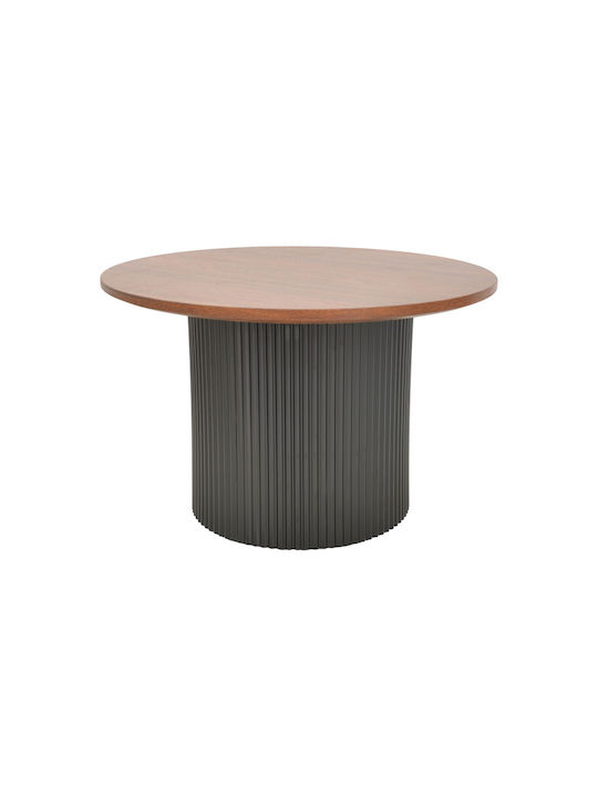 Rotund Măsuță auxiliară Dovel din Lemn Masiv Καρυδί-μαυρη L70xW70xH40cm.