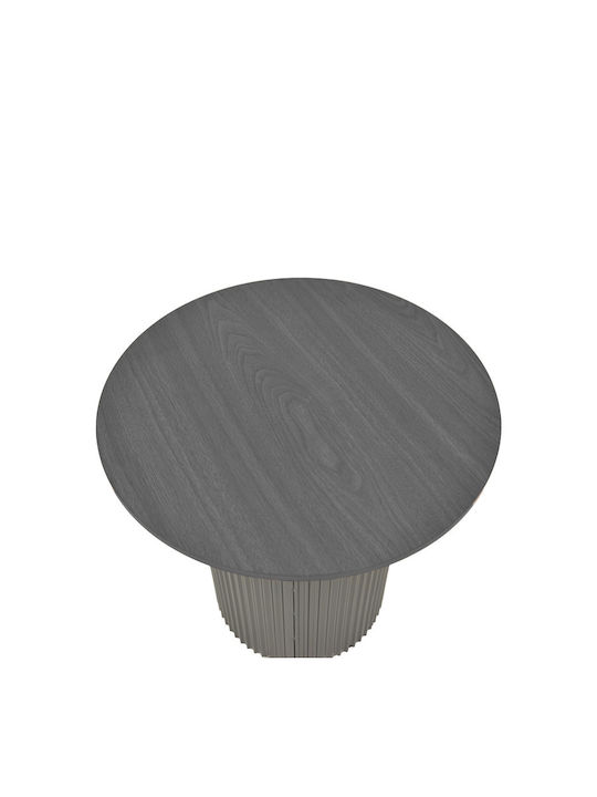 Round Side Table Dovel from Solid Wood Black L50xW50xH45cm.