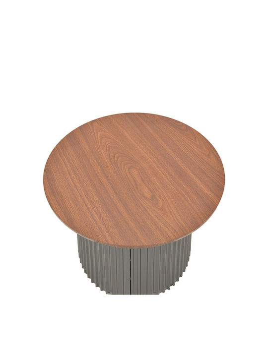 Rotund Măsuță auxiliară Dovel din Lemn Masiv Καρυδί-μαυρη L70xW70xH40cm.