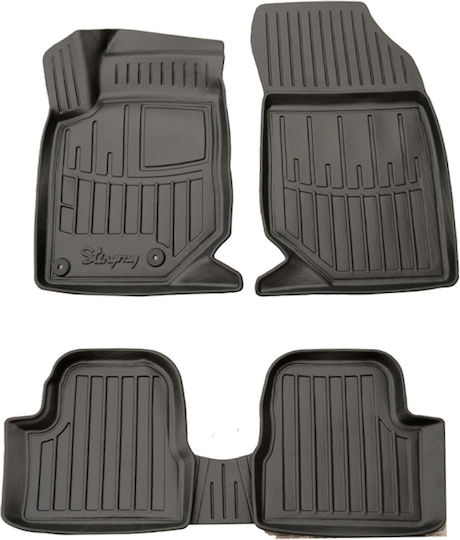 Race Axion Set of Front and Rear Mats 5pcs Tray Type for Opel Corsa / Mokka Citroen DS3 2008 Black