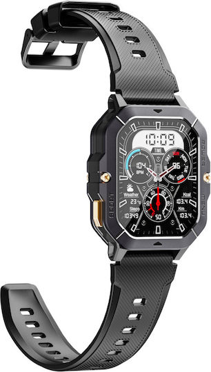 Oukitel BT101 Smartwatch με Παλμογράφο (Μαύρο)