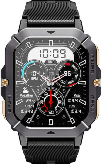 Oukitel BT101 Smartwatch με Παλμογράφο (Μαύρο)