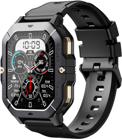 Oukitel BT101 Smartwatch με Παλμογράφο (Μαύρο)
