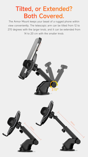 Ulefone Armor Mount Поставка за Мобилен Телефон за Кола с регулируеми куки Черна