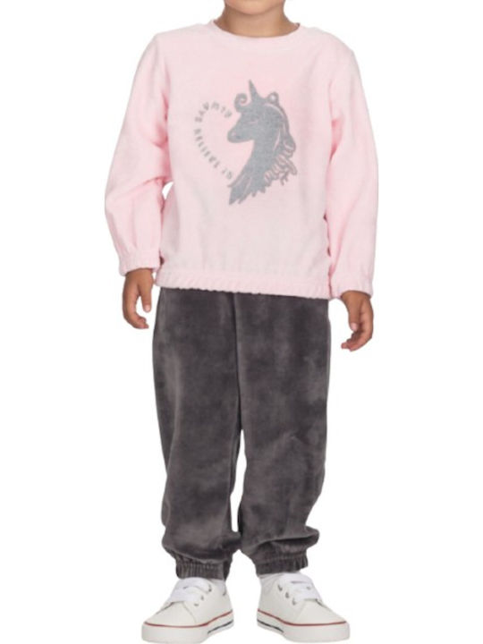 Kids Sweatpants Set Pink 2pcs Believe