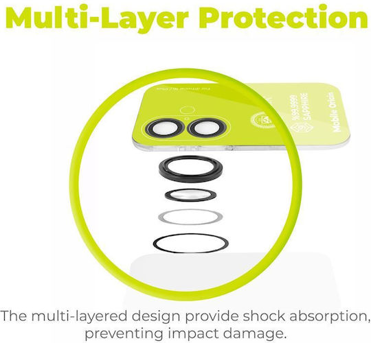 Set 2 Mobile Origin Sapphire Lens Guards Camera Protection Compatible Iphone 16 16 Plus Black