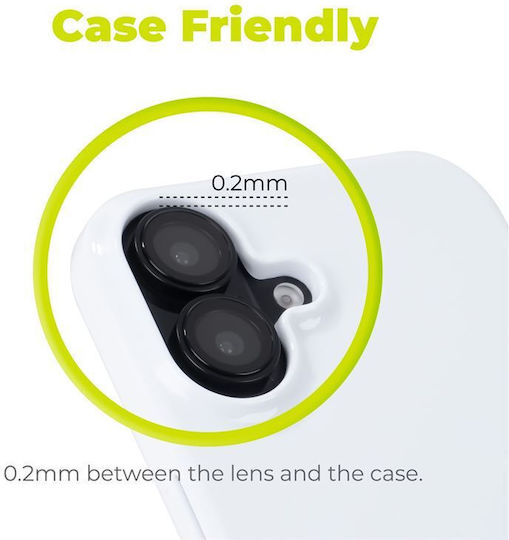 Set 2 Mobile Origin Sapphire Lens Guards Camera Protection Compatible Iphone 16 16 Plus Black