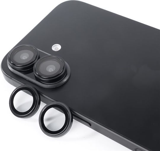Set 2 Mobile Origin Sapphire Lens Guards Camera Protection Compatible Iphone 16 16 Plus Black