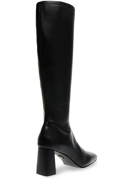 Steve Madden Holly Γυναικείες Μπότες με Μεσαίο Τακούνι Μαύρες