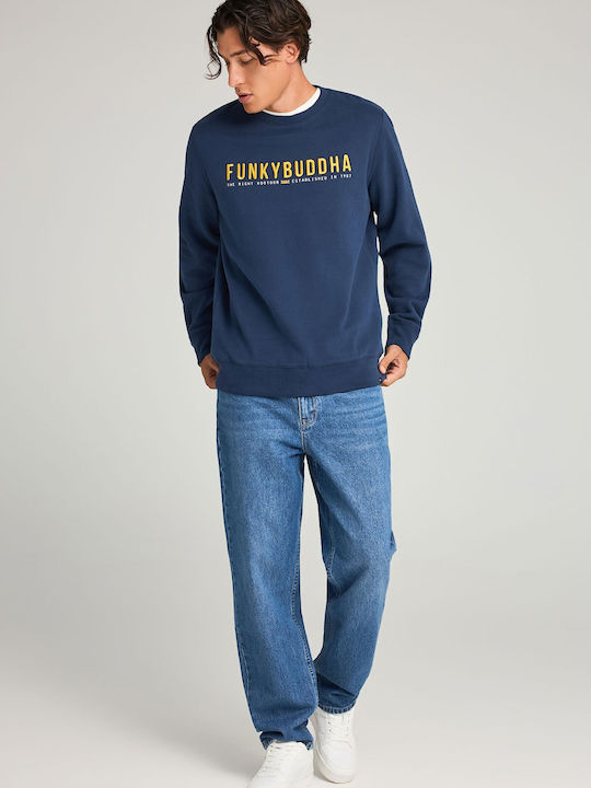 Men's Jeans Pants with Loose Tapered Fit Washed Effects