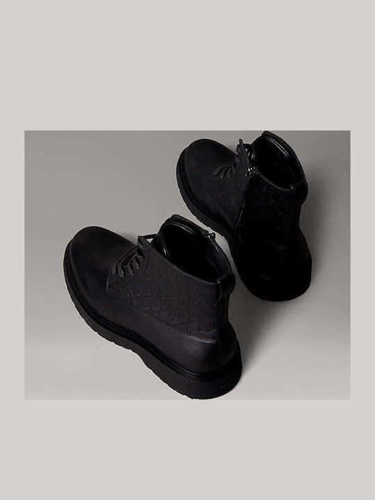 Leather Black Men's Boots with Zipper