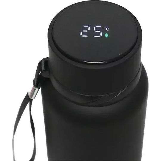 Temperature Display Screen Bottle Thermos Stainless Steel 1lt Black