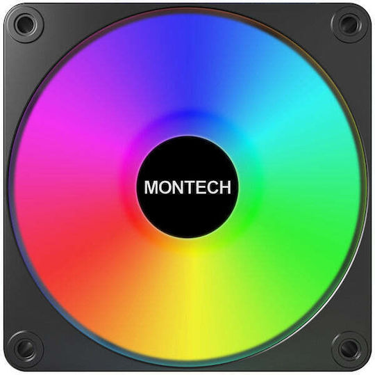 Montech GF120R V2 Reverse Blade Case Fan (1600rpm / 70.8cfm) with ARGB Lighting and 3-Pin / 4-Pin PWM Connection 3pcs