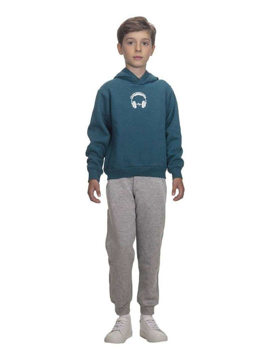 Kids Sweatpants Set Petrol, Grey Melange 2pcs Records