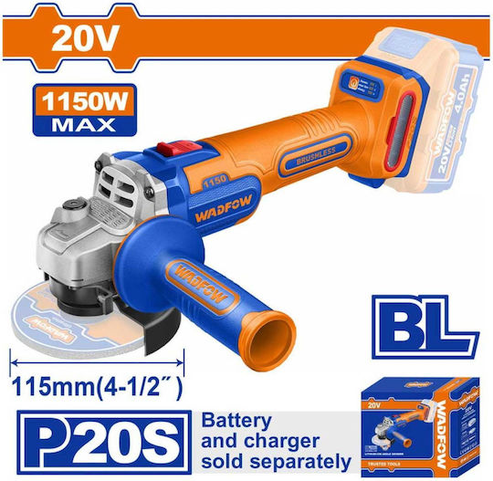 Wadfow WLAPB522E Τροχός 115mm Μπαταρίας Brushless με Ρύθμιση Στροφών 2x4Ah