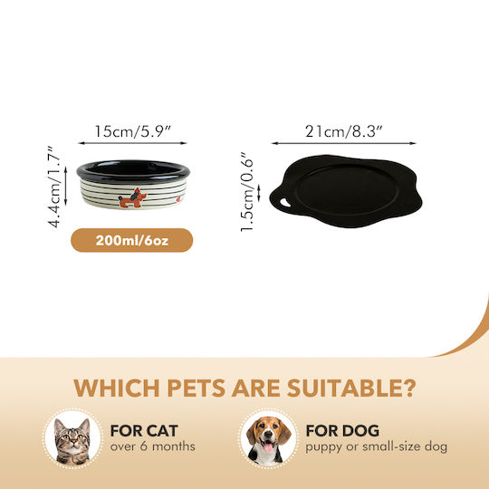 MrZoo Ceramic Food Bowl for Dog & Cat 600ml 15cm