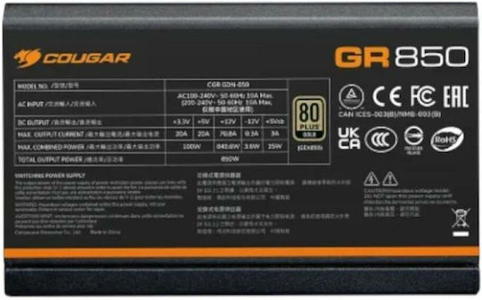 Cougar CGR GDN-850 850W Black Computer Power Supply Full Modular 80 Plus Gold