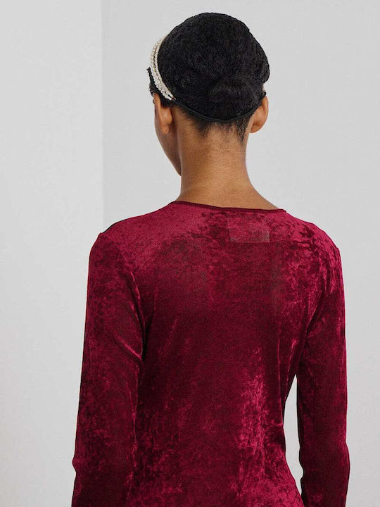 Mamoush Charlotte Velours Damen-Bodysuit Burgundisch