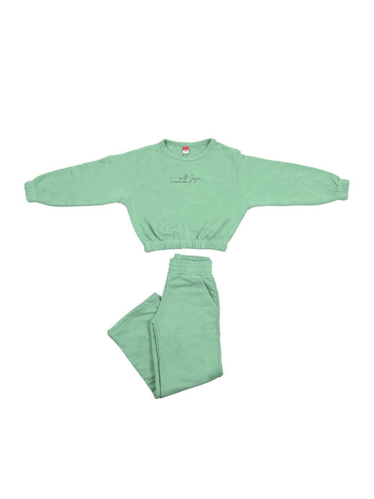 Kids Sweatpants Set Green 2pcs All Things Are Possible