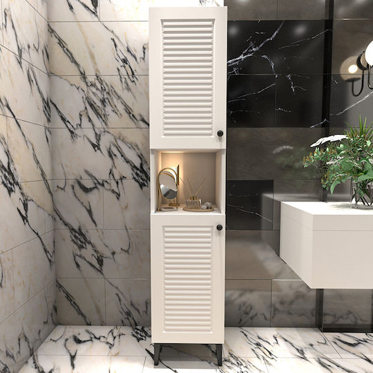 Dulap Coloană Pentru Baie Luxe 172cm Alb Complet MDF Rafturi Reglabile