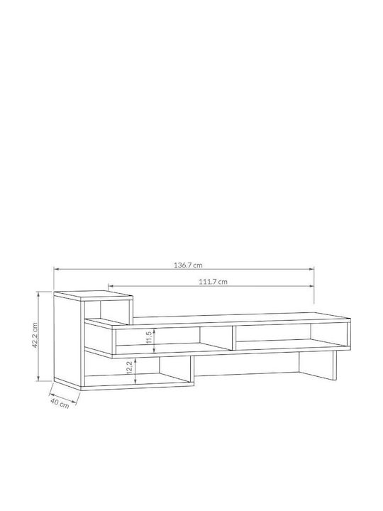 Έπιπλο Τηλεόρασης Tetra Λευκό Μ136.7xΠ40xΥ42cm