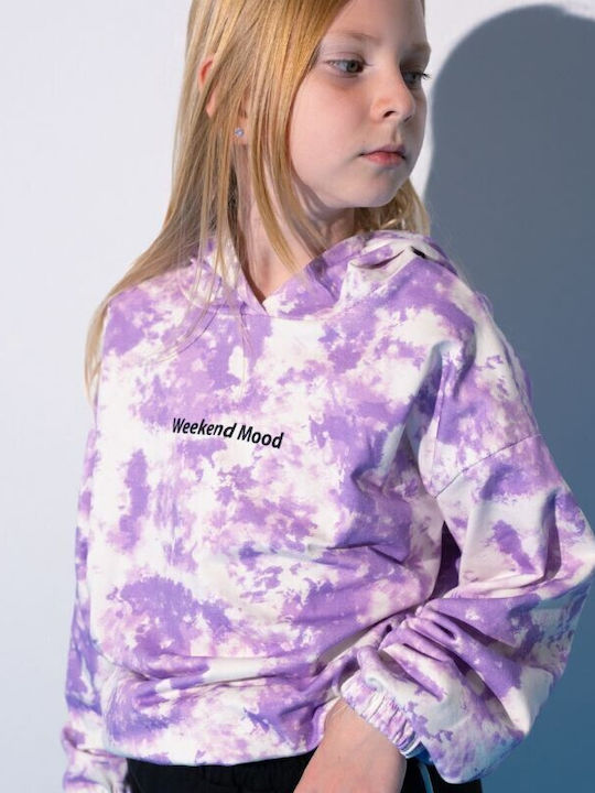 Kinder Sweatpants Set - Jogginganzug Lila Tie Dye- Black 2Stück