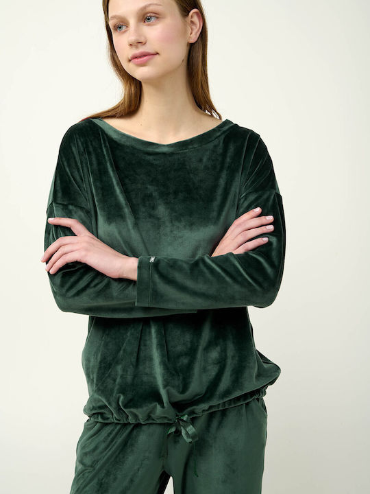 Vamp Vamp Damen Schlafanzug & Pyjamas Winter Samt Schwarz