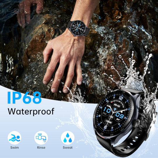 Oukitel V6 Smartwatch με Παλμογράφο (Μαύρο)