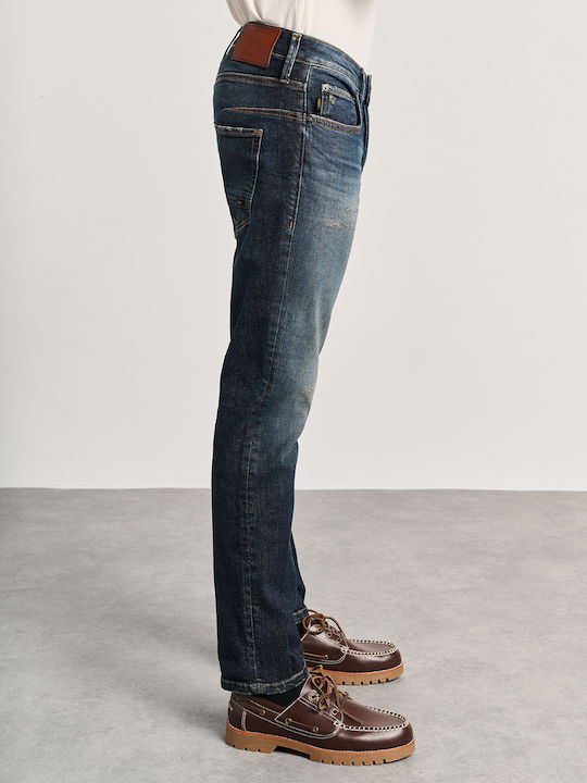 Simon Men's Jeans Pants Elastic Navy Blue