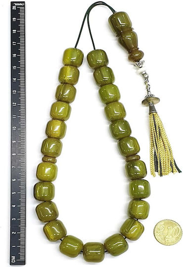 Roloi Komboloi Mastic Worry Beads with 23 Beads Green 37cm