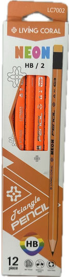 Neon Orange Triangular Pencil Living Coral With Eraser