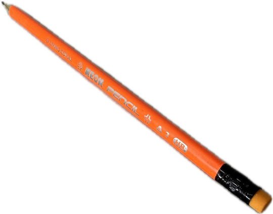 Neon Orange Triangular Pencil Living Coral With Eraser