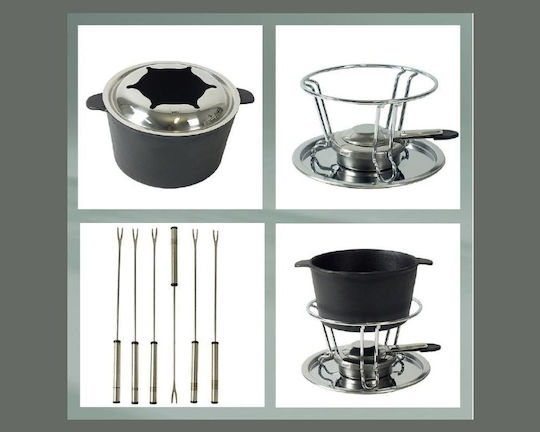 Kela Comore Cast Iron Fondue Pot with Tea Light Black 20x20x19.5cm