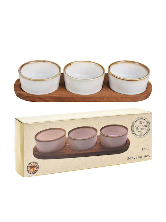 Excellent Houseware Κεραμική Ορντεβιέρα 3 Θέσεων με Βάση Μπεζ