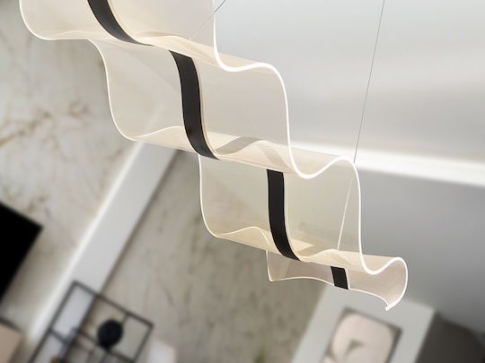 Olas Adjustable Pendant Light Black LED with Warm to Cool White Light 122x13x36cm