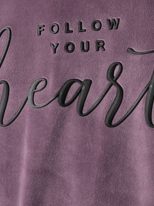 Kids Sweatpants Set Purple 2pcs Heart