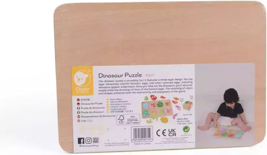 Lemnos Puzzle pentru Copii cu Îmbinări Dinozauri Classic World