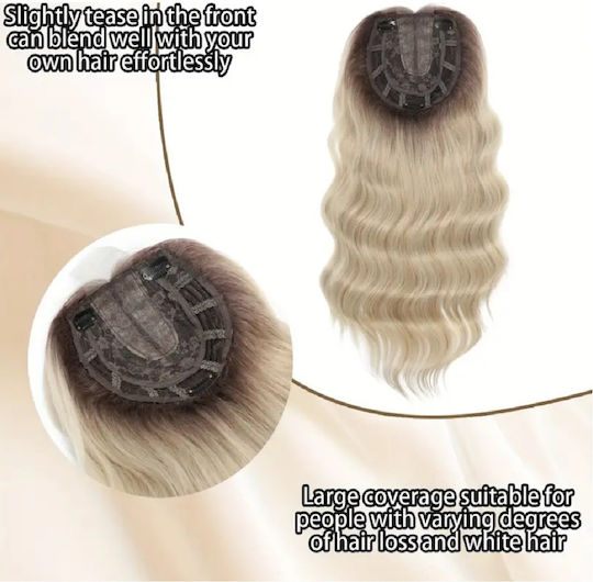 Erweiterung mit Clip mit Echthaar in Blond Farbe 50.8cm Topper Toupet