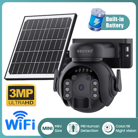 Sectec ST-515C-3M-5W-BK IP Κάμερα Παρακολούθησης Wi-Fi Full HD+ 3MP Αδιάβροχη Μπαταρίας με Αμφίδρομη Επικοινωνία και Φακό 3.6mm
