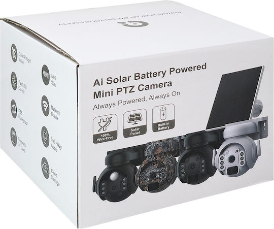 Sectec ST-515C-3M-4G-EU-5W-BK IP Überwachungskamera 4G Full HD+ 3MP Wasserdicht Batteriebetrieben mit Zwei-Wege-Kommunikation und Objektiv 3.6mm