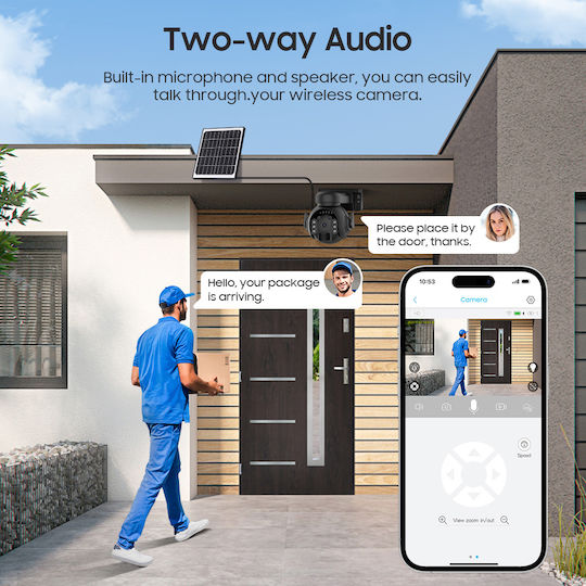 Sectec ST-515C-3M-4G-EU-5W-BK IP Überwachungskamera 4G Full HD+ 3MP Wasserdicht Batteriebetrieben mit Zwei-Wege-Kommunikation und Objektiv 3.6mm