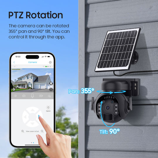 Sectec ST-515C-3M-4G-EU-5W-BK IP Überwachungskamera 4G Full HD+ 3MP Wasserdicht Batteriebetrieben mit Zwei-Wege-Kommunikation und Objektiv 3.6mm