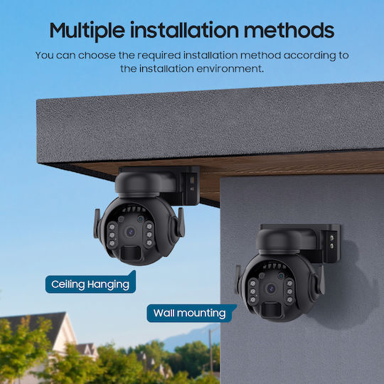 Sectec ST-515C-3M-4G-EU-5W-BK IP Überwachungskamera 4G Full HD+ 3MP Wasserdicht Batteriebetrieben mit Zwei-Wege-Kommunikation und Objektiv 3.6mm