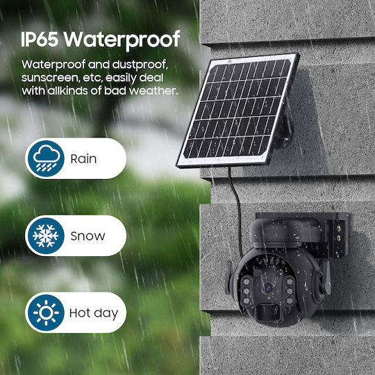 Sectec ST-515C-3M-4G-EU-5W-BK IP Überwachungskamera 4G Full HD+ 3MP Wasserdicht Batteriebetrieben mit Zwei-Wege-Kommunikation und Objektiv 3.6mm