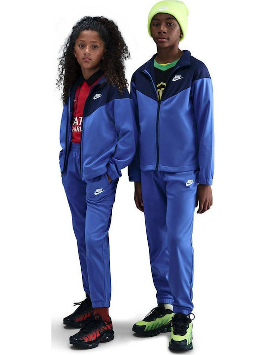 Спортен Детски Комплект Анцуг Dri-Fit Със Суитшърт С Цип Син 2 Бройки