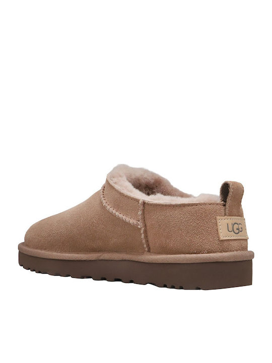 Classic Micro Closed-Toe Women's Slippers Brown